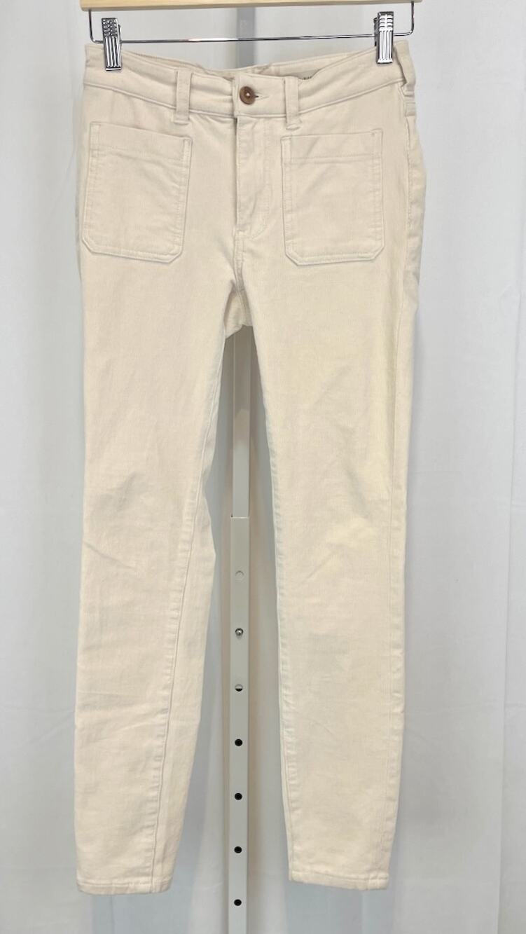 PILCRO Anthropologie Patch Pocket Corduroy High Rise Skinny Ankle Jeans Cream 25